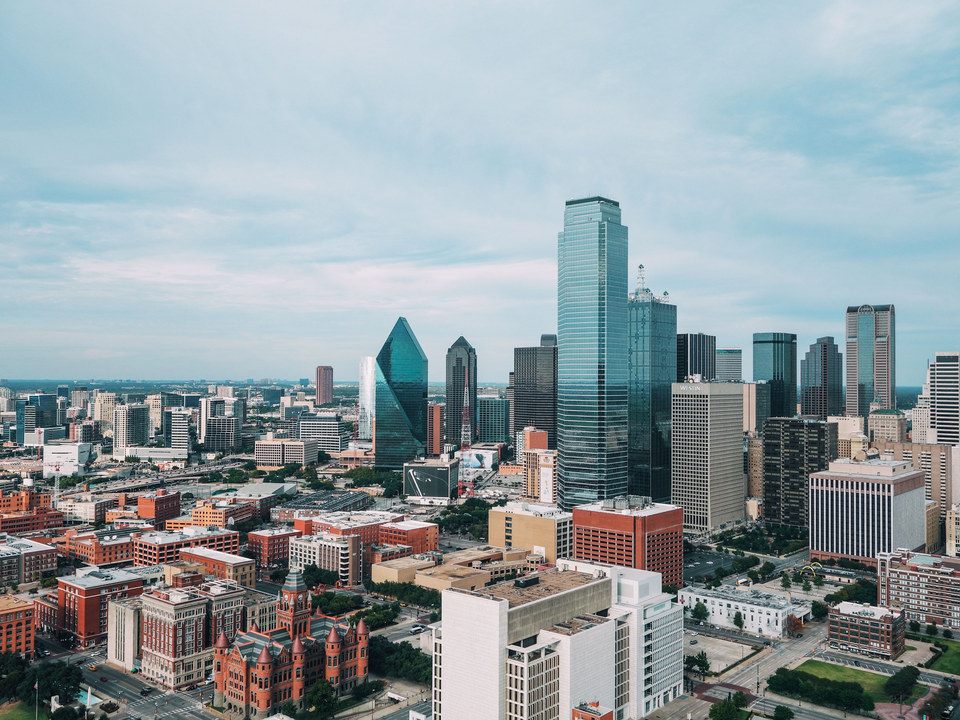 Downtown Dallas skyline on a calm day